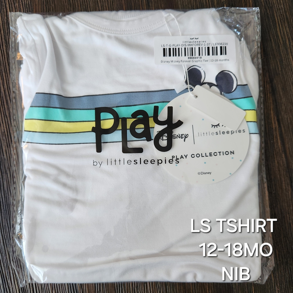Little Sleepies Plat Mickey Stripe Tee 12-18